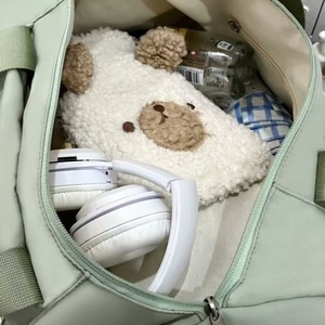 กระเป๋าดัฟเฟิลกระเป๋าเดินทางสะพายข้างสำหรับไปยิมสีเบจเด็กผู้หญิง - Product Image 2