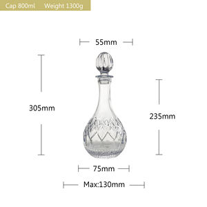 تصميم جديد لقارورة نبيذ وويسكي فارغة من الكريستال الشفاف عالي الجودة سعة 800 مل، مثالية كهدية تجارية - Product Image 6