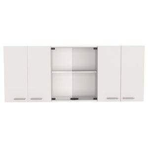 DB Shelton Gabinete de pared blanco de 59 pulgadas con dos puertas de vidrio centrales Archivadores - Product Image 4