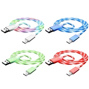 NEW 1M Car LED Chảy Dữ Liệu Ánh Sáng Sạc Điện Thoại Di Động Dây Dây Micro USB Loại C 8 Pin Sạc Cáp Cho iPhone Samsung Galaxy - Product Image 1