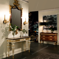 Table console en bois sculptée à la main de style classique de luxe avec miroir élégant meubles de salon royaux élégants