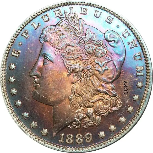 USA replica argento 90% multi-colore 1889 Morgan dollaro moneta d'argento Vecchia Cultura Regali