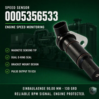 0005356533 Sensor Kecepatan Mesin Panjang Pemasangan 90mm Konektor Bersudut 130 Derajat Dengan Braket Pemasangan Suku Cadang