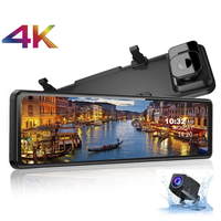 Caméra de tableau de bord 4K 2160P 12 pouces avec écran rétroviseur, GPS, caméra arrière 1080P, enregistreur vidéo et moniteur de stationnement pour voiture