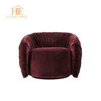 Fauteuil pivotant 360° de luxe en cuir véritable rouge de haute qualité, design italien moderne, garni de plumes d'oie, pour salon et appartement