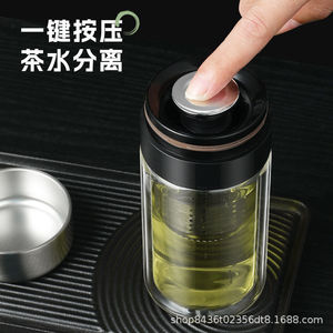 Tea Infuser Cup Double-walled Glass Heat-resistant Filter With Cover For Gift - Product Image 4