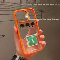 Coque de téléphone robuste en PC transparent avec protection d'objectif intégrée pour 16E/15/14/13 Pro Max/12/11, 10 couleurs, décorée en-mould