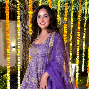 Women's Purple Embroidered Chiffon Anarkali <b>Dress</b> Full Length O-Neck Elegant Floral Pattern Sleeveless Loose Fit Spring Summer - Product Image 1