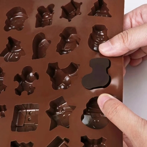 25-Hole Christmas Themed Silicone <b>Molds</b> Baking Cube Shape DIY <b>Cake</b> Chocolate Candy Icing Tray Included for Food Use - Product Image 5