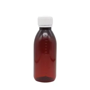 زجاجة شراب الكولسترول فارغة 150 مل من شركة امبير بلاستيك بي اي تي خالية من مادة البيسفينول مع غطاء مانع للتلاعب