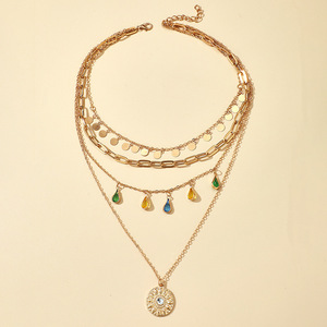 Collana <span class=keywords><strong>con</strong></span> Ciondolo Geometrico Rotondo <span class=keywords><strong>con</strong></span> Nappine in Stile Europeo <span class=keywords><strong>e</strong></span> Americano, Pendente Esagerato in Lega <span class=keywords><strong>con</strong></span> Strass - Product Image 2