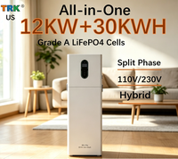 Système de stockage solaire tout-en-un 12 kW avec onduleur hybride et batterie LiFePO4 30 kWh, phase divisée, US