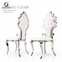 Chaise de salle à manger de luxe magnifique, dossier haut, en acier inoxydable, moderne, blanche, pour mariage