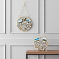 Cadre en métal avec panneau en verre pour collection de pièces de monnaie, boîte de présentation ronde pour pièces de monnaie