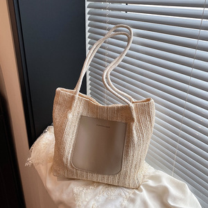 2025 mùa hè hợp thời trang rơm công suất lớn túi của phụ nữ dệt <span class=keywords><strong>Tote</strong></span> bãi biển túi - Product Image 4