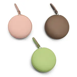 Vente en gros article de cadeau promotionnel personnalisé mini ruban à mesurer portable en cuir PU de cercle carré avec logo