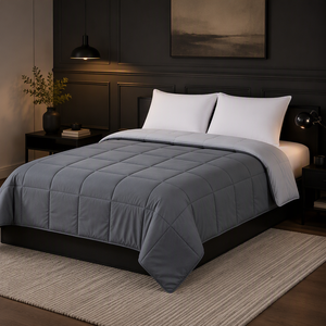 Conjunto de Edredom de 3 Peças Reversível com Costura Box Stitch Cinza Azul, Conjunto de Cama Macio <span class=keywords><strong>Queen</strong></span> King, Atacado Direto da Fábrica - Product Image 4