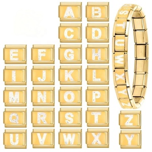 Módulo de Dijes Hechos a Mano en Acero Inoxidable Galvanizado con Letras Doradas en Inglés, Accesorio Creativo para Pulseras Personalizadas DIY - Product Image 4
