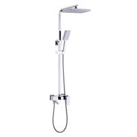 Sistema de Ducha de Latón para Montaje en Pared, 2 Funciones, Juego de Ducha de Lluvia Cuadrada Grande y Rociador de Mano, Kit Mezclador de Ducha para Baño