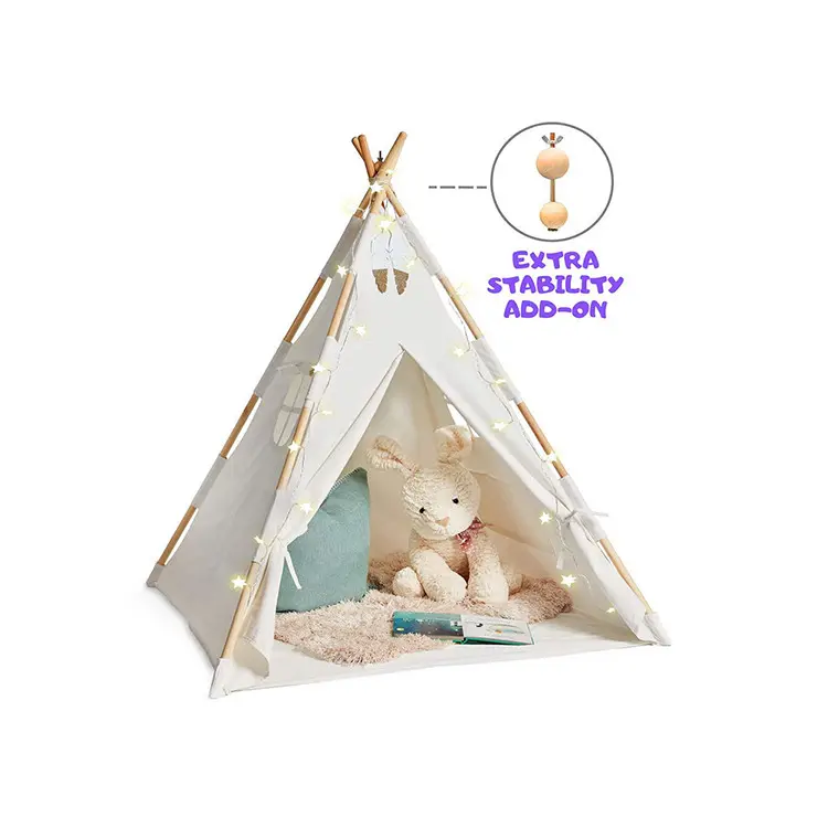 Vendita calda in cotone naturale gioco per bambini tenda a singolo strato giardino estivo spiaggia campeggio Teepee stile castello casa per bambini