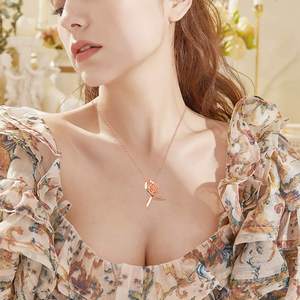 Gümüş gül altın kaplama zirkon gül çiçek şerit kolye kolye meme kanseri Survivor için - Product Image 5