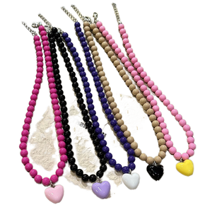 Collar con Colgante de Corazón de Acrílico con Cuentas Hechas a Mano, Color Caramelo, Regalo para <span class=keywords><strong>Mi</strong></span> <span class=keywords><strong>Hija</strong></span> - Product Image 1
