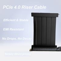 Kabel Riser PCIe 4.0 X16 Kecepatan Tinggi 16GT/s, Kabel Ganda Terbalik 4+1, 90 Derajat, Perisai EMI, Pemasangan GPU Vertikal