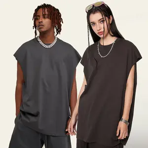 Quá Khổ Không Tay T-Shirt Đồng Bằng Unisex Trong Bán Buôn Thiết Kế Mới Chất Lượng Cao Trống T Áo Sơ Mi Unisex Đồng Bằng Bông Cotton T Áo Sơ Mi