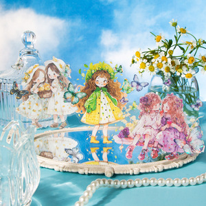 6 pièces/paquet fleur autocollant papillon fille série coquille lumière main <span class=keywords><strong>compte</strong></span> bricolage matériel décoration autocollant 6 Styles - Product Image 1