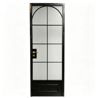 Porte d'entrée en verre trempé sur mesure, cadre fin en aluminium, style français moderne, vente en gros