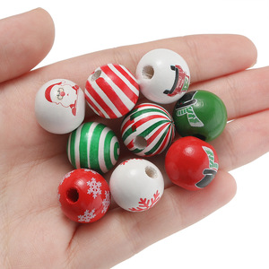 Cuentas de madera navideñas de formas mixtas para la fabricación de joyas, accesorios de bricolaje, cuentas redondas con estampado en espiral de caramelo - Product Image 4