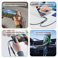 DAC HiFi 2 en 1, Conector USB-C a Jack de 3.5mm para Auriculares, Cargador Tipo-C PD60W, Adaptador de Música para PC, Laptop, Micrófonos y Juegos