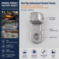 Étrier à rotule galvanisé à chaud pour ligne électrique, quincaillerie de ligne de transmission aérienne, raccords d'isolateurs en acier galvanisé
