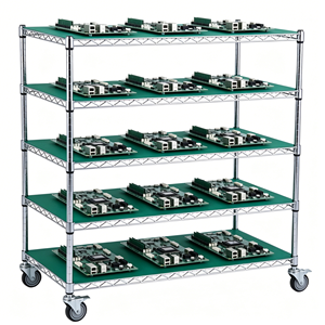 Estantería Móvil de 5 Niveles con Ruedas, Cromada, Antiestática, Resistente, Moderna, para Almacenamiento de Herramientas - Product Image 1