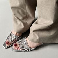 Sandales plates à bout ouvert pour femmes, tissage personnalisé, ajourées, tendance été 2025, or, tailles 40, chaussures pour femmes