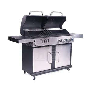 Supplier Outdoor Camping Multi Barbecue And Oven Gas Grill Bbq Stainless Bbq Grill Hybrid Grill