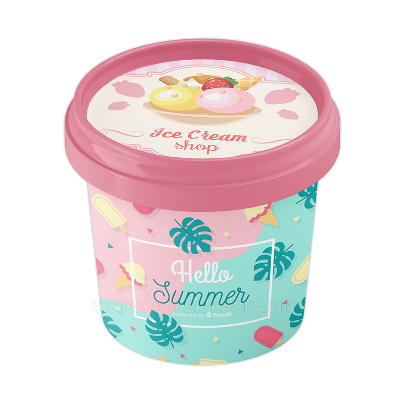 Custom Paper Cup environmental protection Disposable Corrugated Paper Cupstock Desserts Food Customised Ice Cream Cup