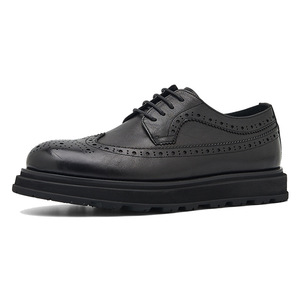Chaussures en cuir formelles pour hommes Inke Decorated Brunello, style rétro, bout rond, semelle épaisse, décontractées - Product Image 5