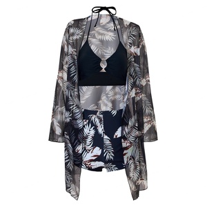 Conjunto de Bikini de Dos Piezas con Top Corto Brasileño de Tirantes Cruzados en V, de Secado Rápido, en Spandex/Poliéster con Cordones, para Moda de Playa - Product Image 2