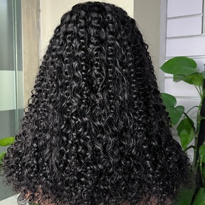 100% Virgin <b>Human</b> Hair 5*5 Kinky Curl <b>Wig</b> Super Double Drawn Black Color - Product Image 4