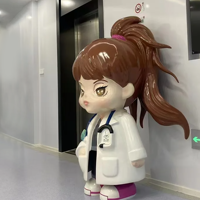 Escultura de Doctor de Dibujos Animados en Resina de Fibra de Vidrio Personalizada, Linda Escultura de Personal Médico para Decoración de Imagen de Marca de Hospital