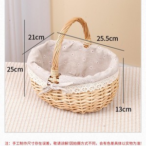 Willow Woven Storage <b>Baskets</b> Round Handmade 1-3L For Picnic <b>Egg</b> Fruit Flower Gift - Product Image 2