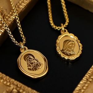 Collares de Moda 2026, Joyería de Acero Inoxidable 316L, Chapado en Oro PVD de 18k, Collar Religioso de la Virgen María para Mujer - Product Image 2