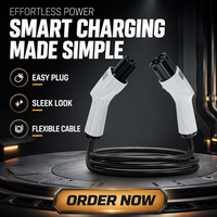 Chargeur de véhicule électrique Type 2-NACS, câble double, station de charge portable monophasée/triphasée AC, 16A/32A