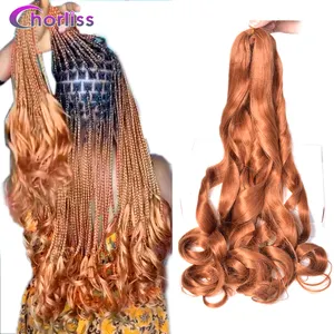 Cheap Customized Color 24 Inches 75g/150g Curly Loose Wavy Synthetic Hair Extensions Spiral Curl Crochet Braids Bundle Hairstyle