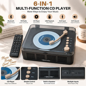 Reproductor de CD retro Glovvia, reproductor de CD portátil con control remoto, función antipaso de disco, compatible con CD, CD-R, CD-RW, MP3, WMA. - Product Image 5