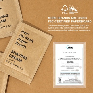 Plastik ücretsiz FSC Kraft kağıt poşet ambalaj 8g otel tek kullanımlık sakal yumuşatmak adam için pürüzsüz tıraş kremi - Product Image 5