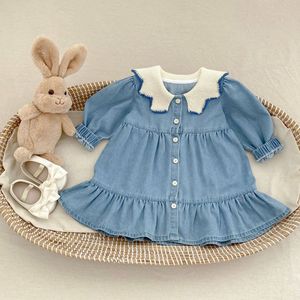 Engepapa <span class=keywords><strong>autunno</strong></span> vestiti per bambini primavera <span class=keywords><strong>autunno</strong></span> ragazze Denim abito a manica lunga Baby gonna - Product Image 4