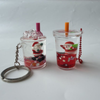 Porte-clés personnalisé en acrylique liquide flottant avec figurine de renne et Père Noël, formes variées, accessoire de décoration de Noël, cadeau souvenir