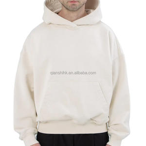 Boxy Fleece unisexe uni 500/400 Gsm Hoodie Fabricant French Terry 100% Cotton Oversized Heavyweight Cropped sweats à capuche vierges - Product Image 2